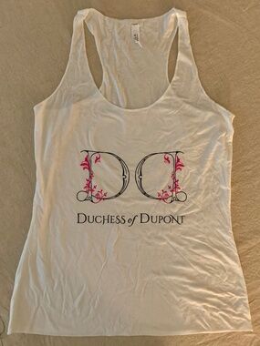 Bella + Canvas Duchess of Dupont White Racerback Graphic Tank Top M